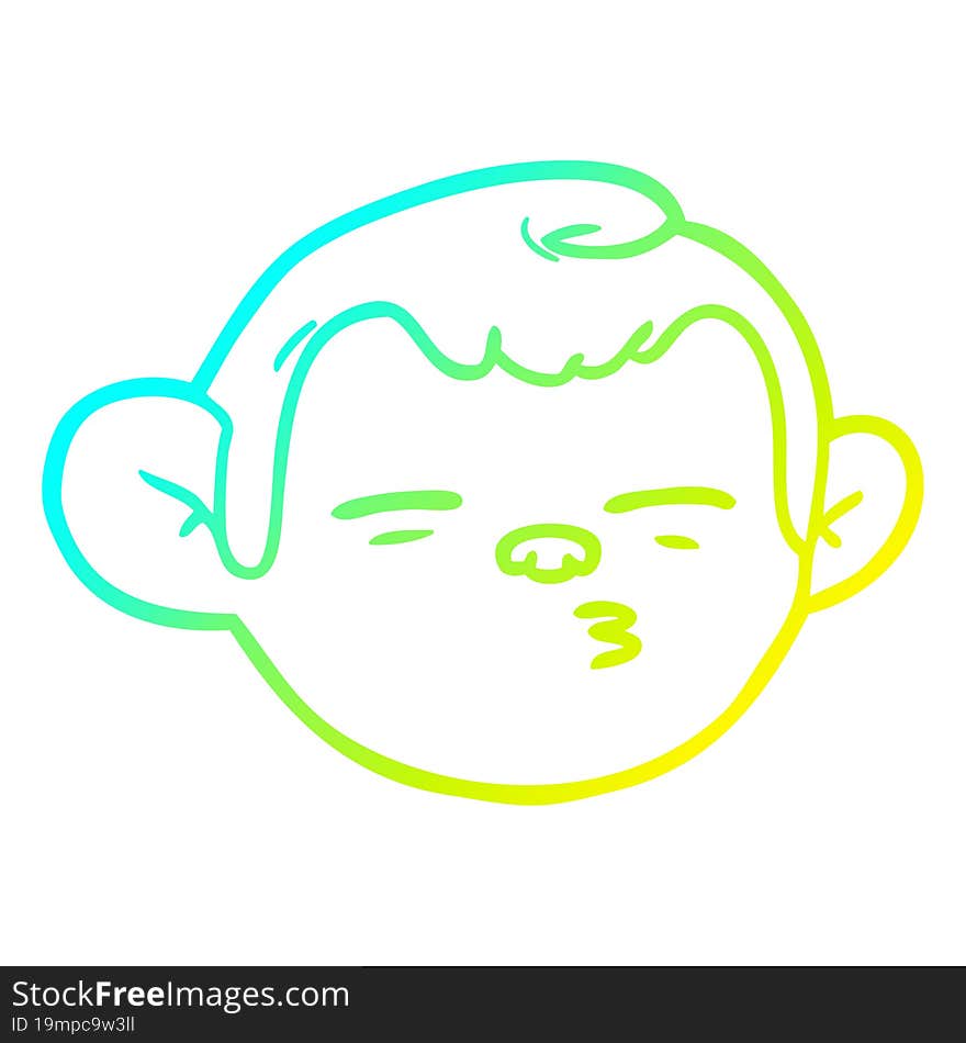 cold gradient line drawing cartoon monkey face