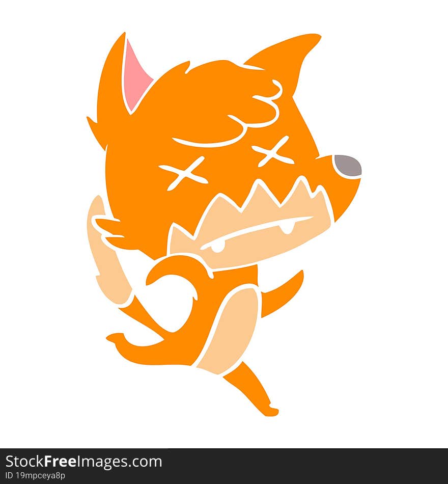 Flat Color Style Cartoon Cross Eyed Fox