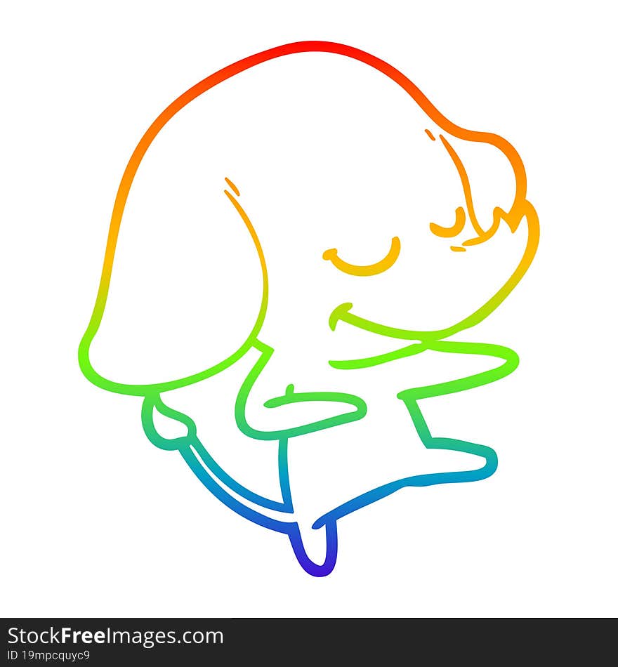 rainbow gradient line drawing cartoon smiling elephant