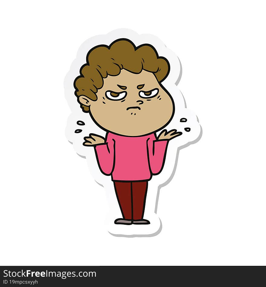 sticker of a cartoon angry man