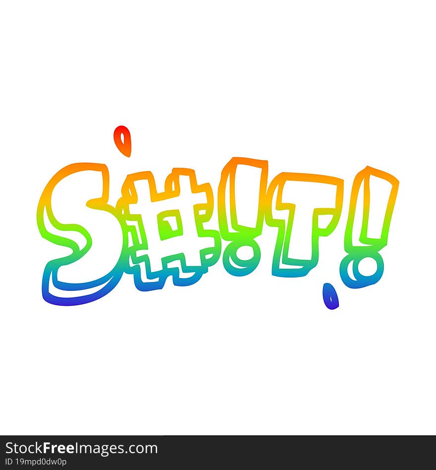 rainbow gradient line drawing cartoon swear word