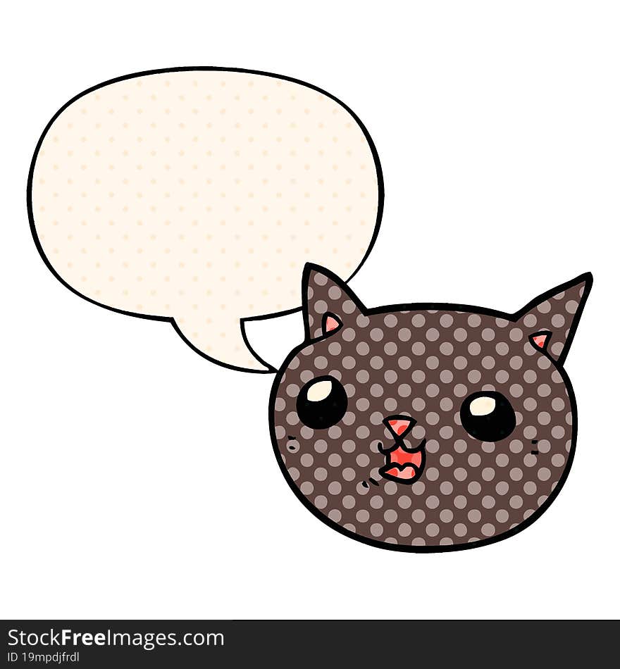 cartoon cat with speech bubble in comic book style