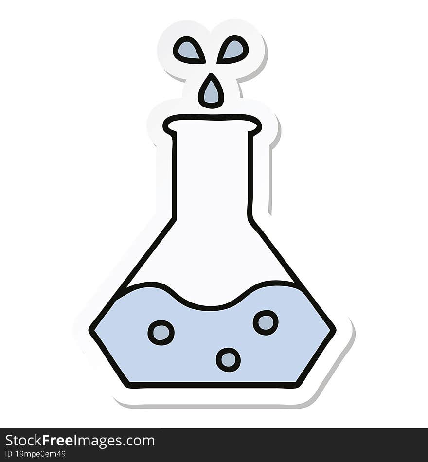 Sticker Of A Cute Cartoon Science Experiment