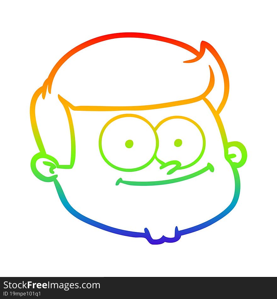 Rainbow Gradient Line Drawing Cartoon Male Face