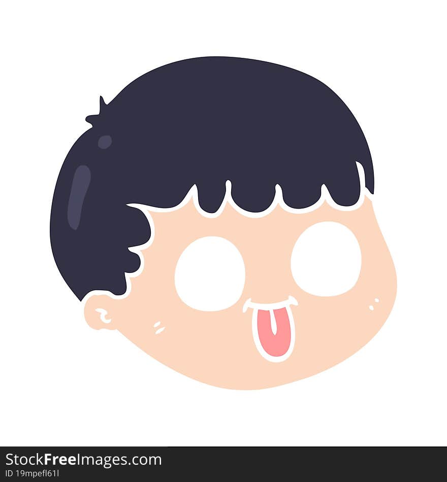 Flat Color Style Cartoon Male Face