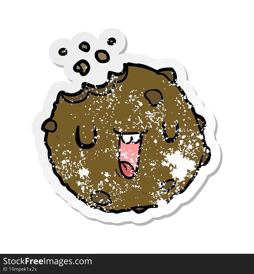 distressed sticker of a cartoon cookie