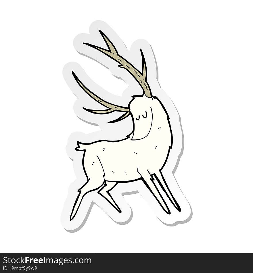 sticker of a cartoon white stag