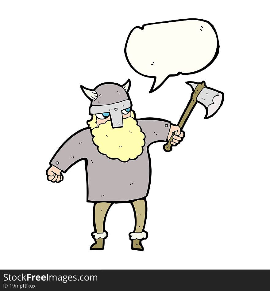 freehand drawn speech bubble cartoon viking warrior