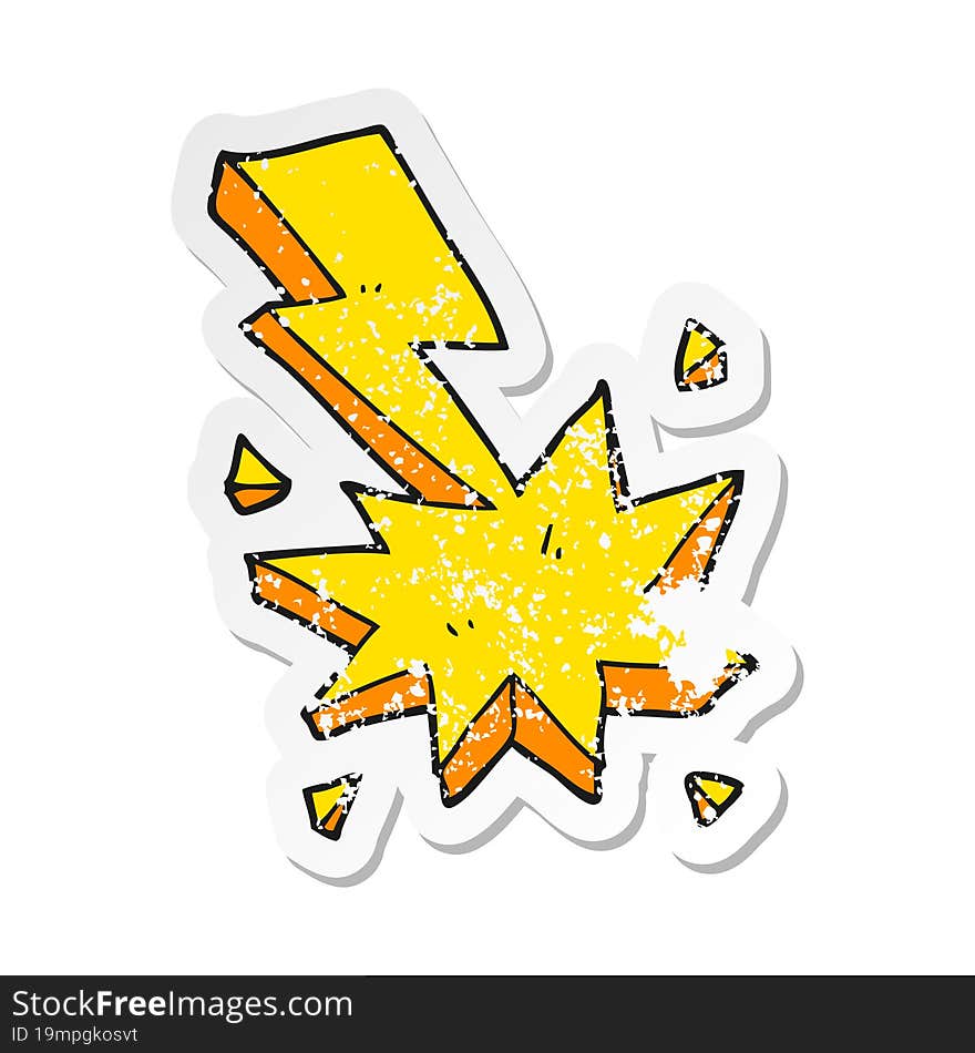 retro distressed sticker of a cartoon lighting strike symbol