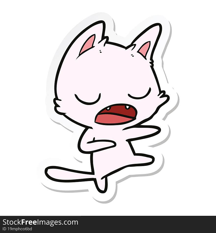 Sticker Of A Talking Cat Dancing