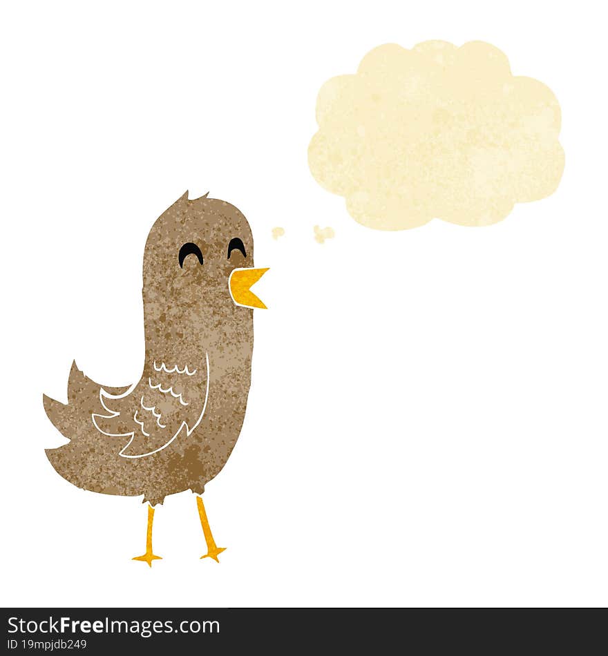 Cartoon Happy Bird With Thought Bubble