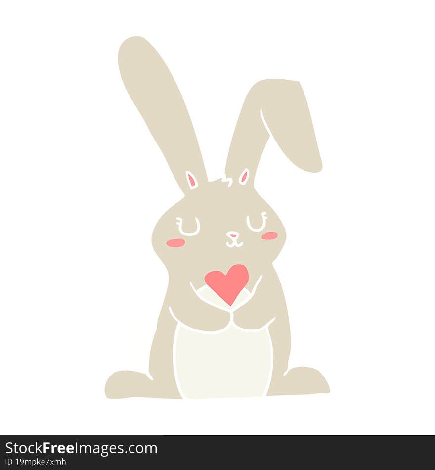 flat color style cartoon rabbit in love