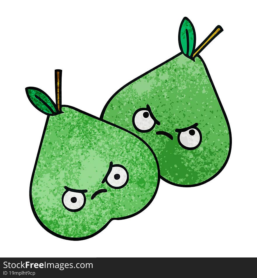 retro grunge texture cartoon green pear