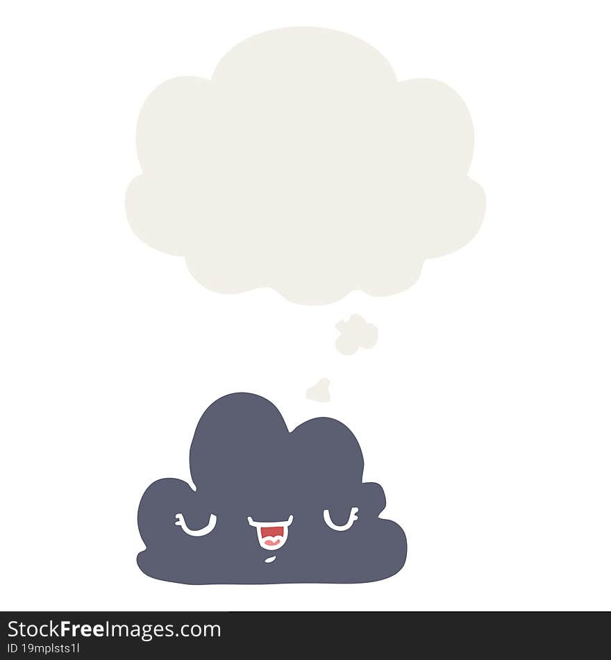 cute cartoon cloud and thought bubble in retro style