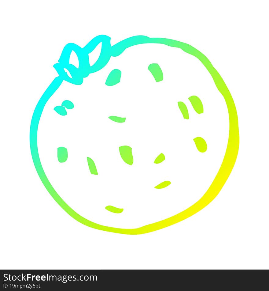 cold gradient line drawing of a cartoon organic orange