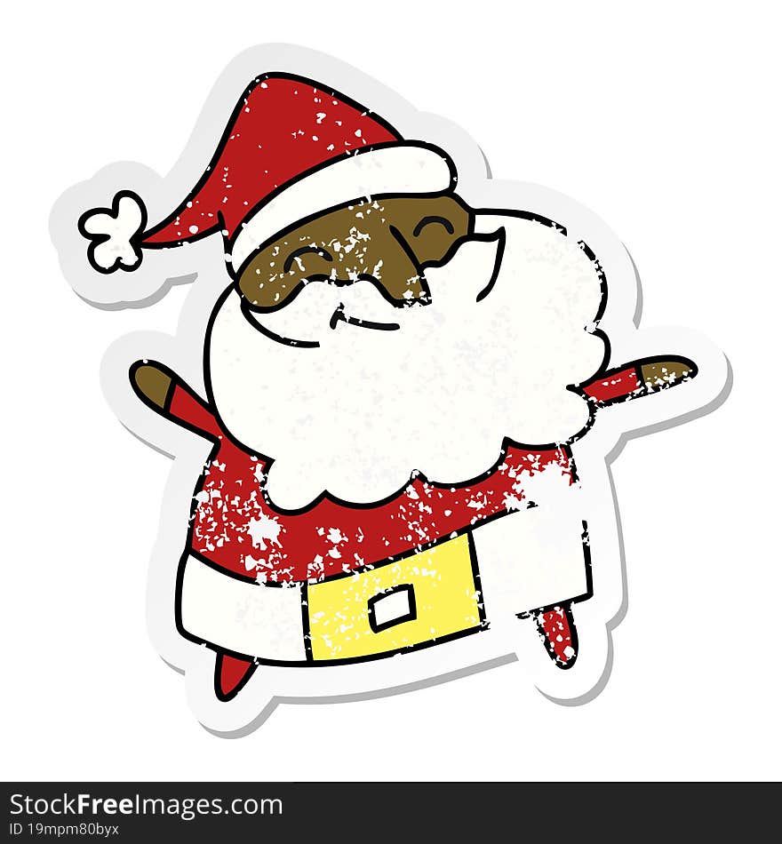 Distressed Sticker Cartoon Of A Jolly Father Christmas