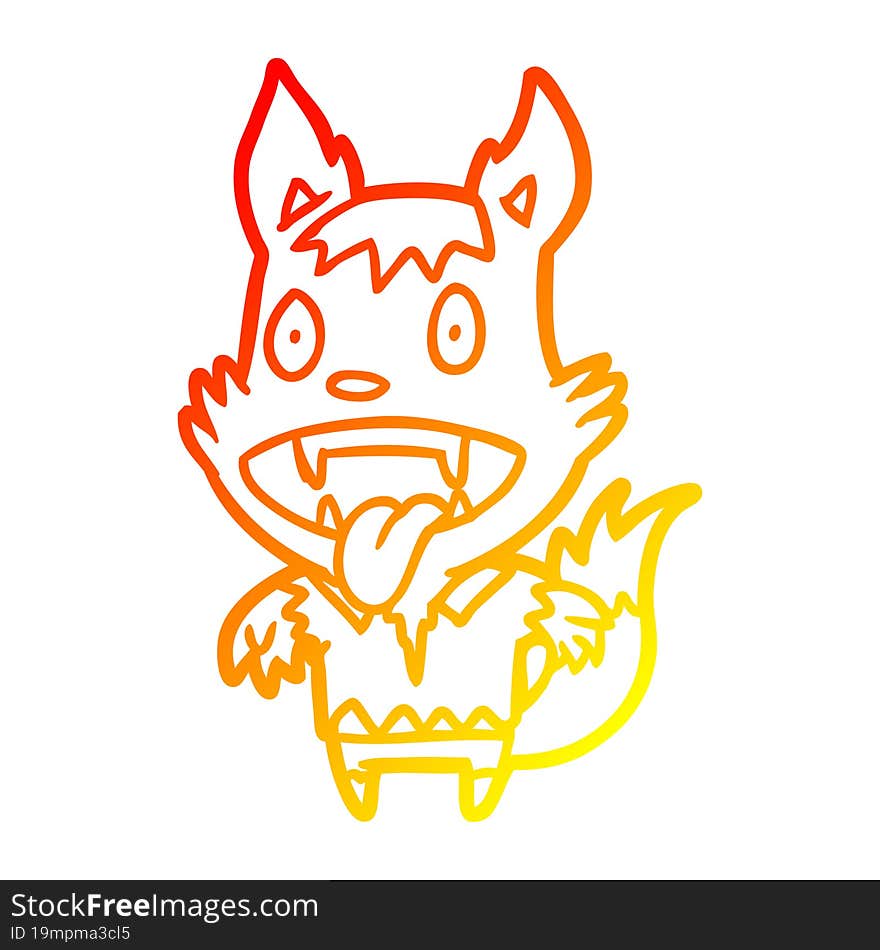 warm gradient line drawing halloween werewolf