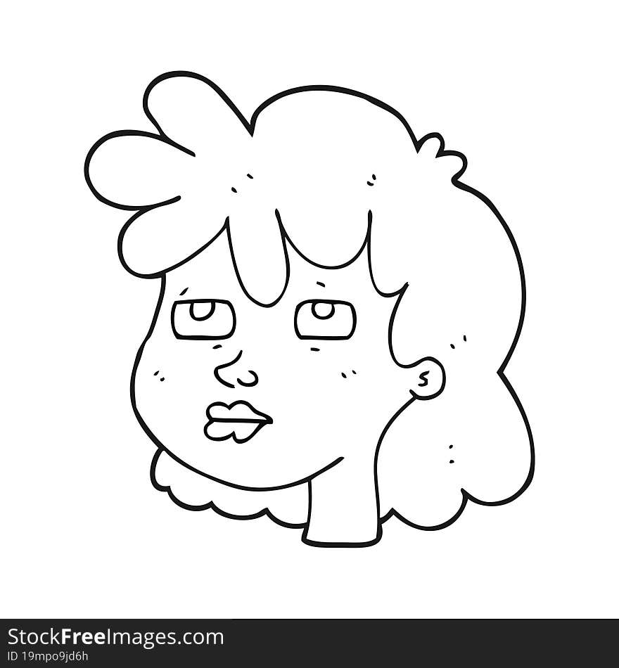 black and white cartoon female face