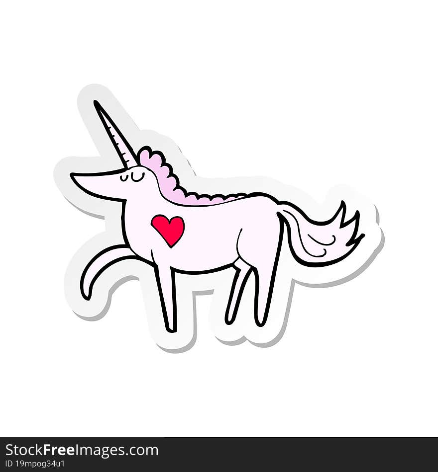 sticker of a cartoon unicorn