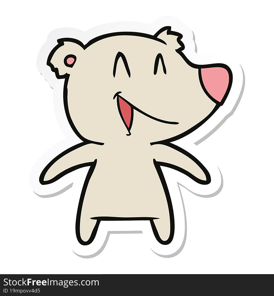 sticker of a laughing bear cartoon