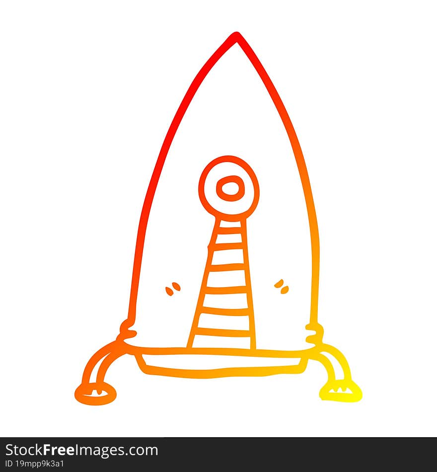 warm gradient line drawing cartoon space rocket