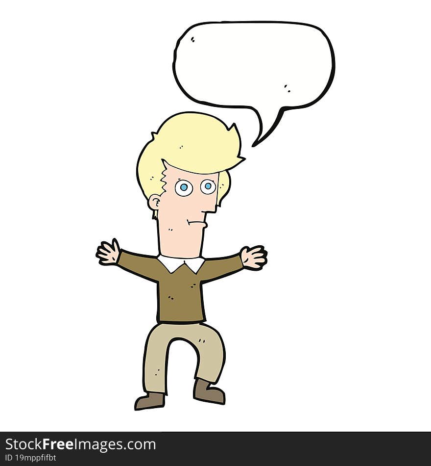 cartoon startled man with speech bubble