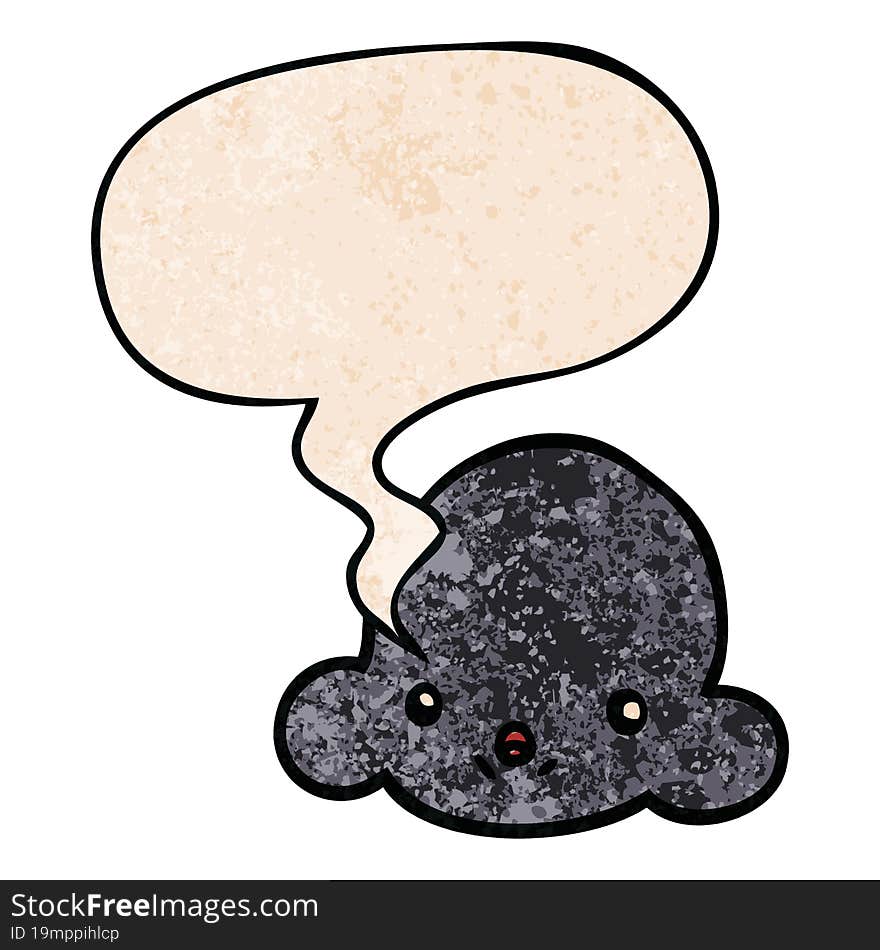 cartoon cloud and speech bubble in retro texture style