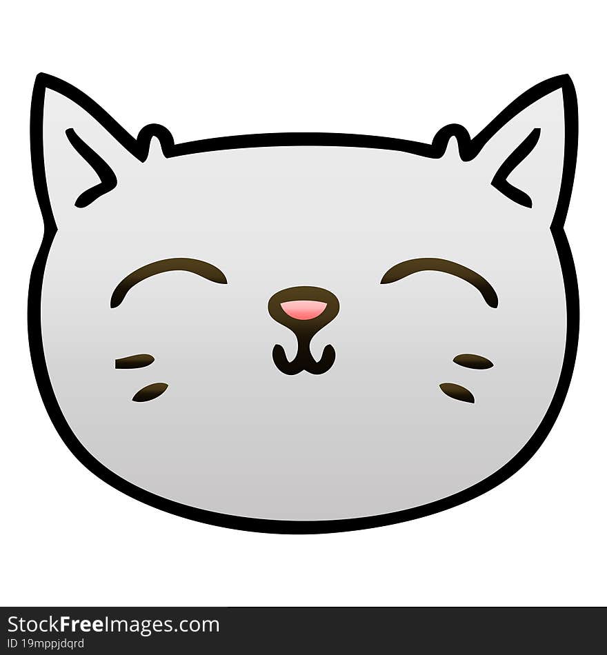 gradient shaded quirky cartoon cat face. gradient shaded quirky cartoon cat face