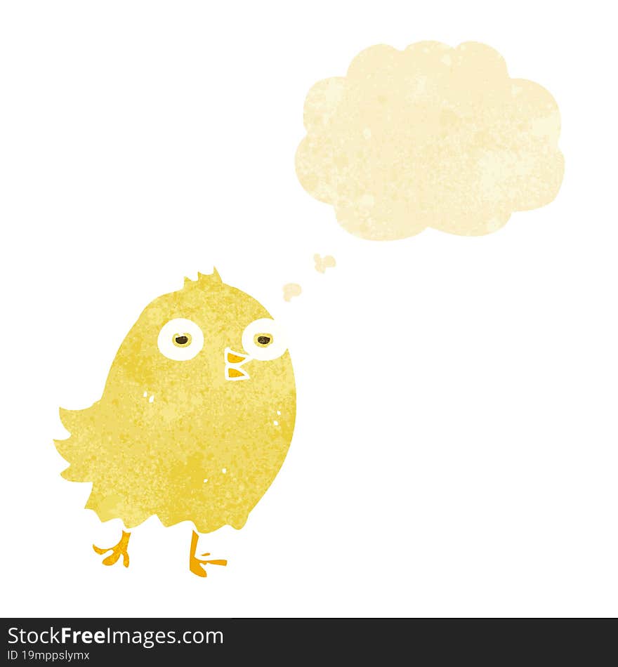 funny cartoon bird with thought bubble