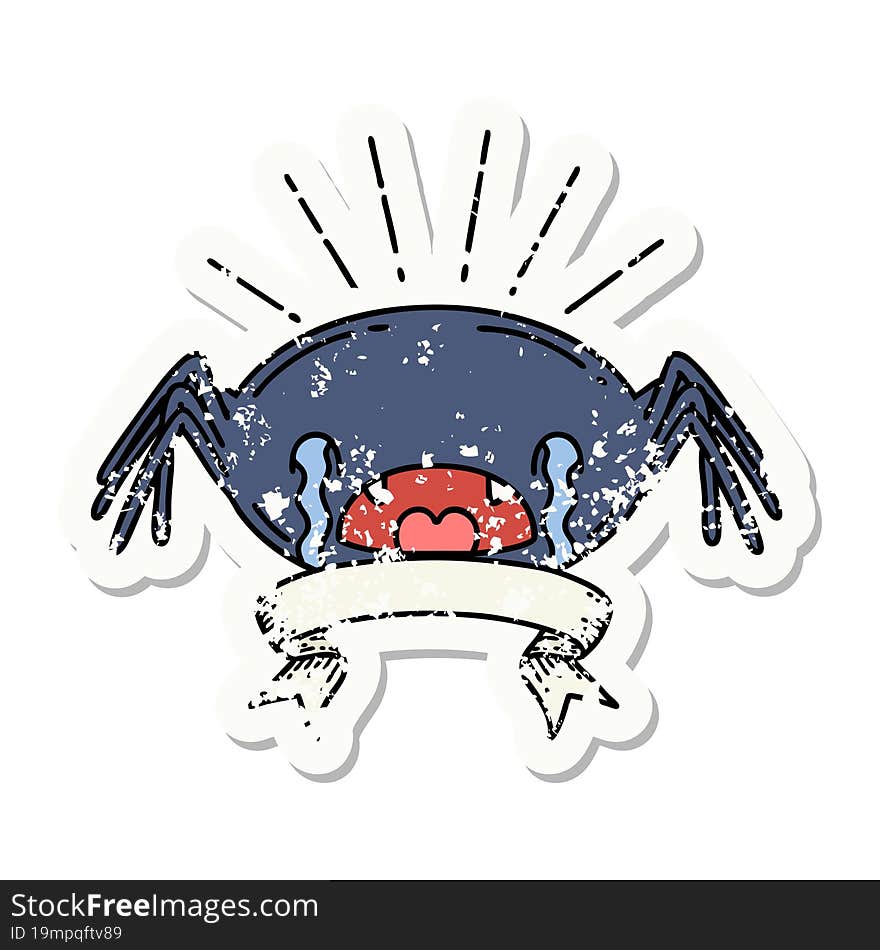 Grunge Sticker Of Tattoo Style Crying Spider