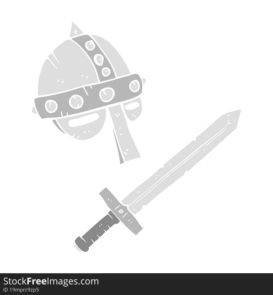 Flat Color Illustration Of A Cartoon Medieval Helmet