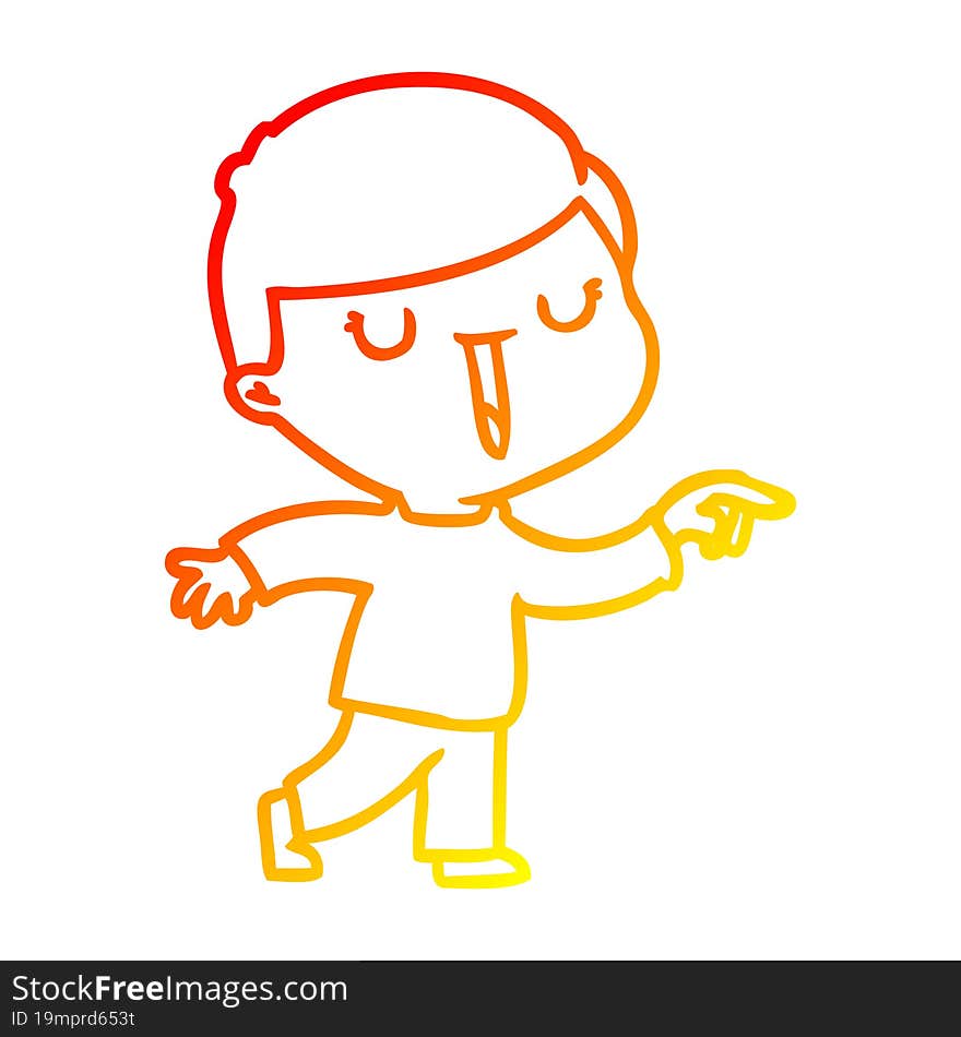 warm gradient line drawing cartoon happy boy