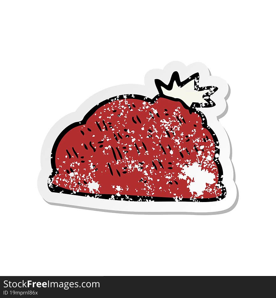 retro distressed sticker of a cartoon winter hat