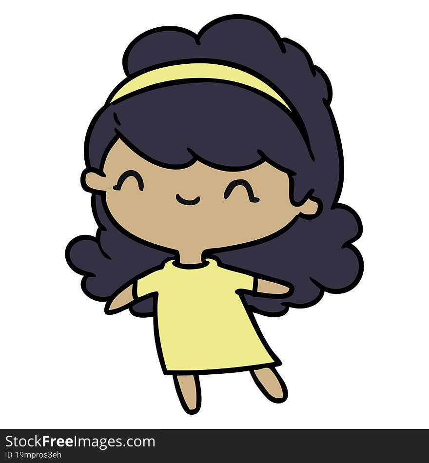 cartoon kawaii girl with head band