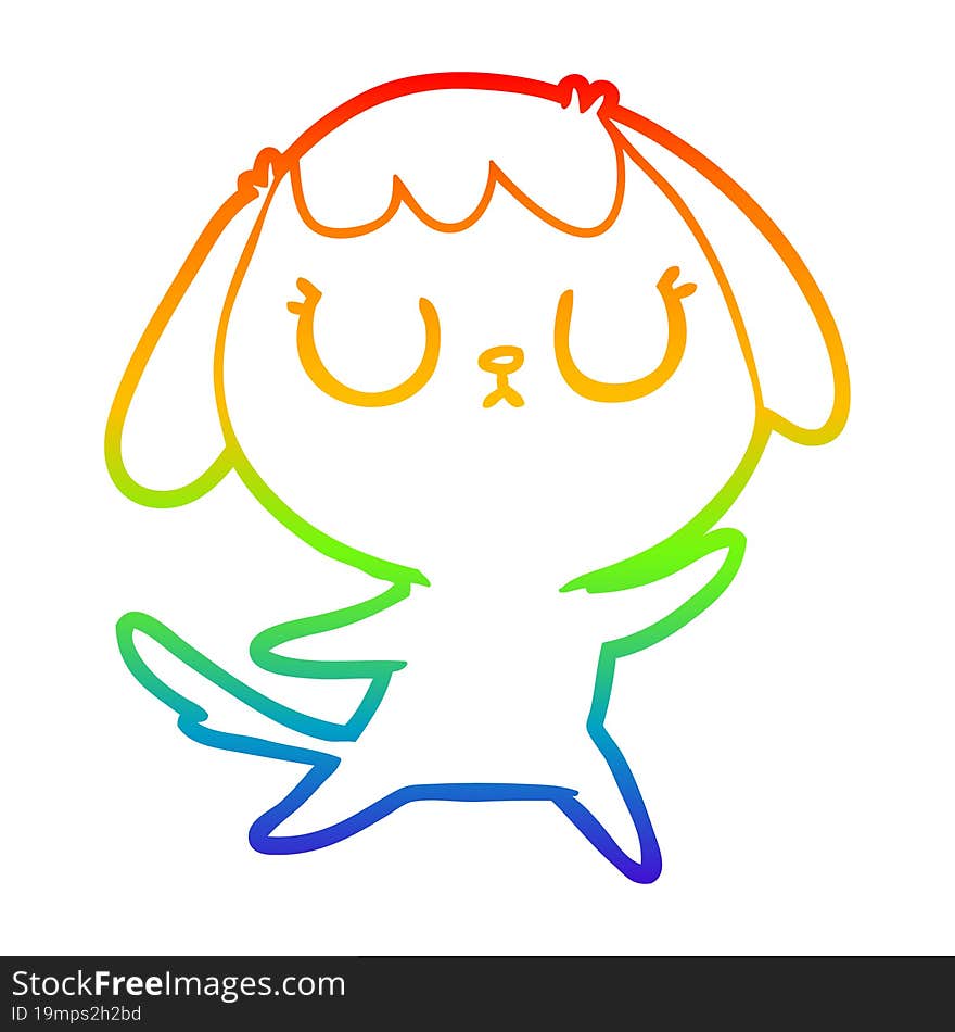 rainbow gradient line drawing of a cute cartoon dog