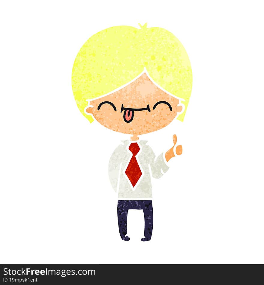 Retro Cartoon Of Boy With Thumb Up