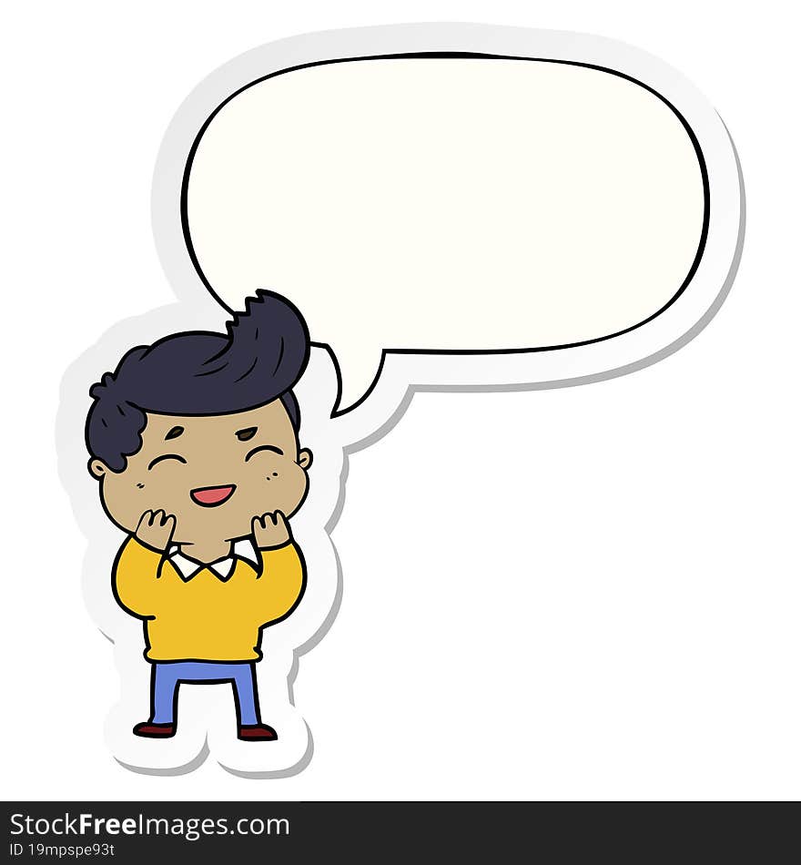 cartoon man laughing with speech bubble sticker