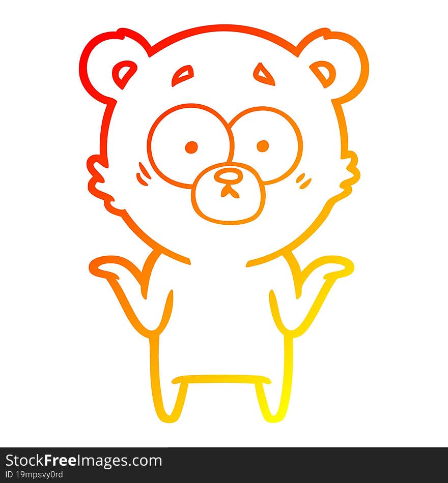 warm gradient line drawing cartoon bear shrugging shoulders