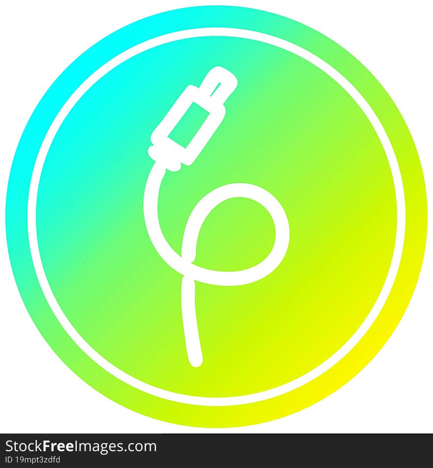 electrical plug circular in cold gradient spectrum