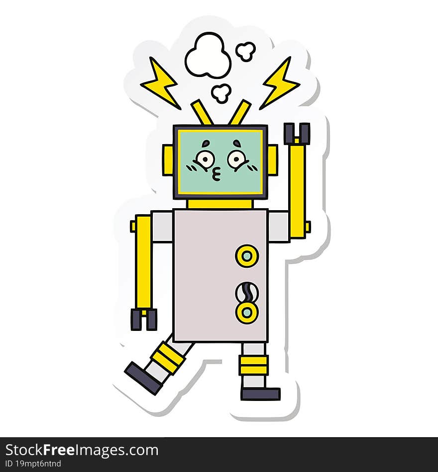 Sticker Of A Cute Cartoon Robot