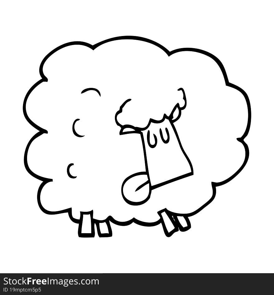 line drawing cartoon funny sheep