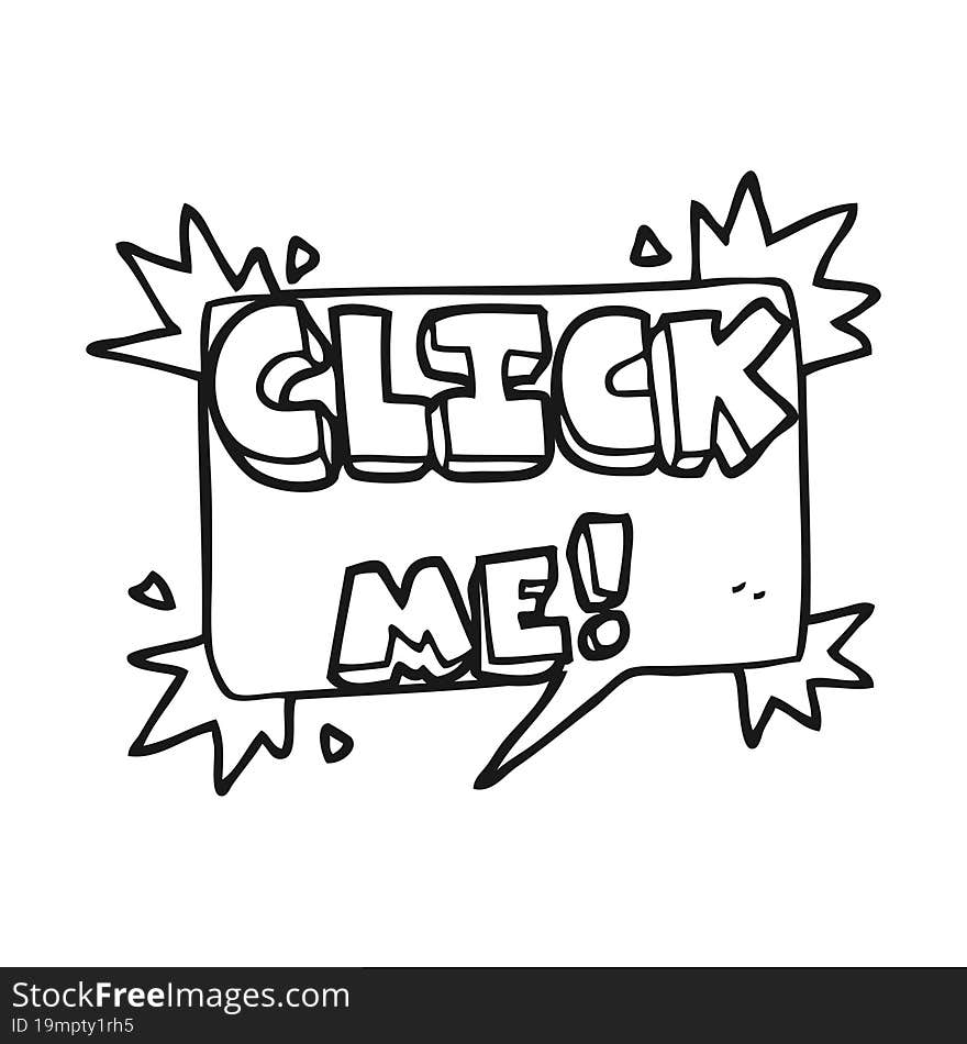 black and white cartoon click me symbol