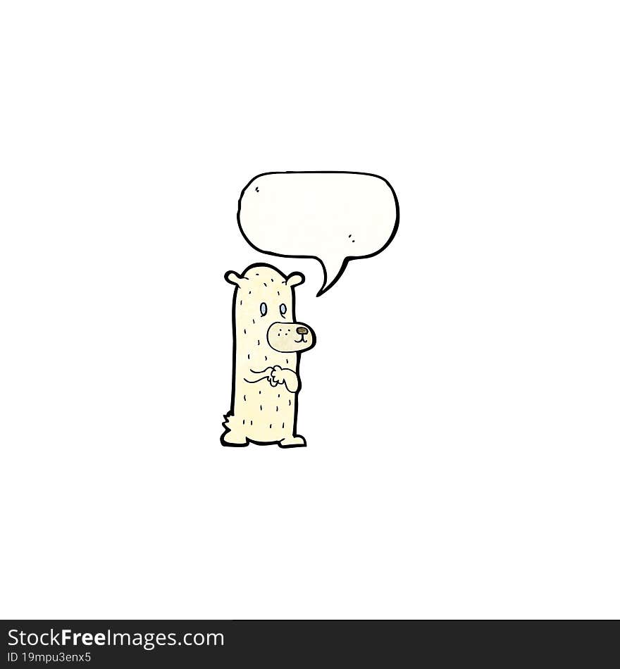 cartoon funny polar bear with speech bubble