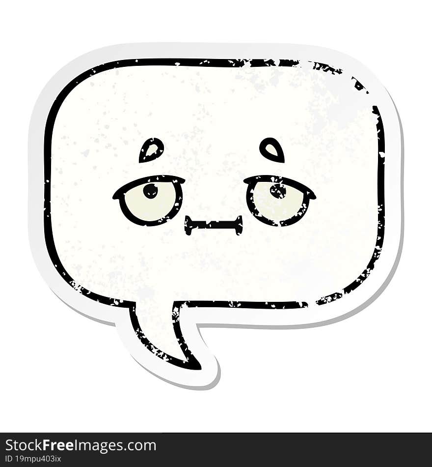 distressed sticker of a cute cartoon speech bubble