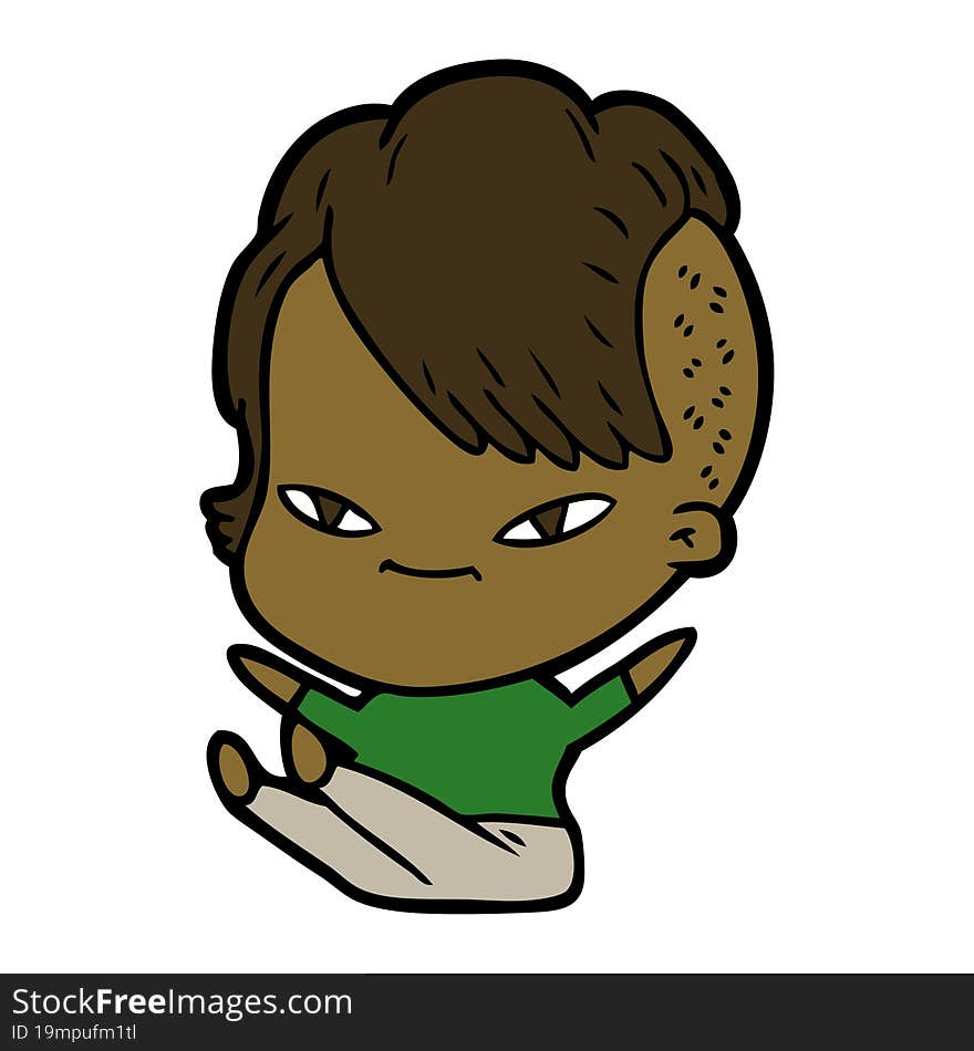 cute cartoon girl with hipster haircut. cute cartoon girl with hipster haircut