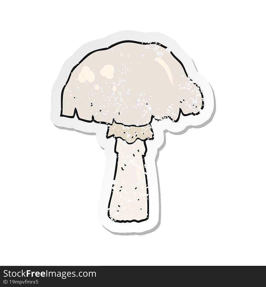 retro distressed sticker of a cartoon mushroom