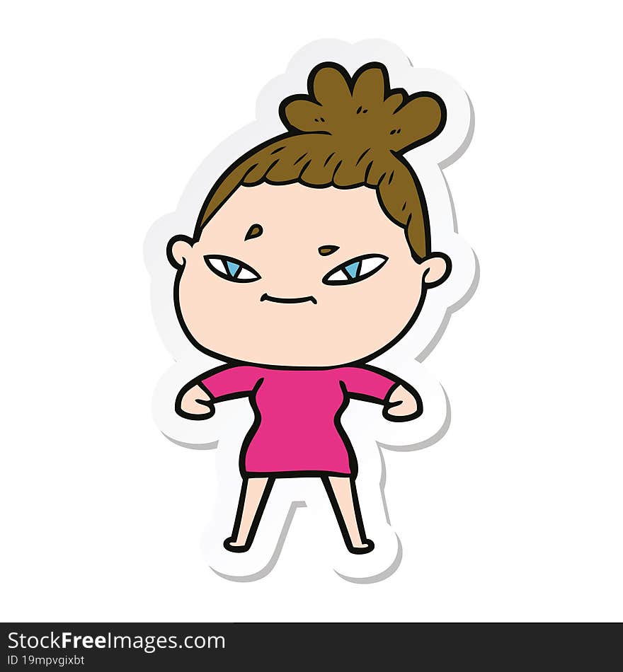 sticker of a cartoon woman