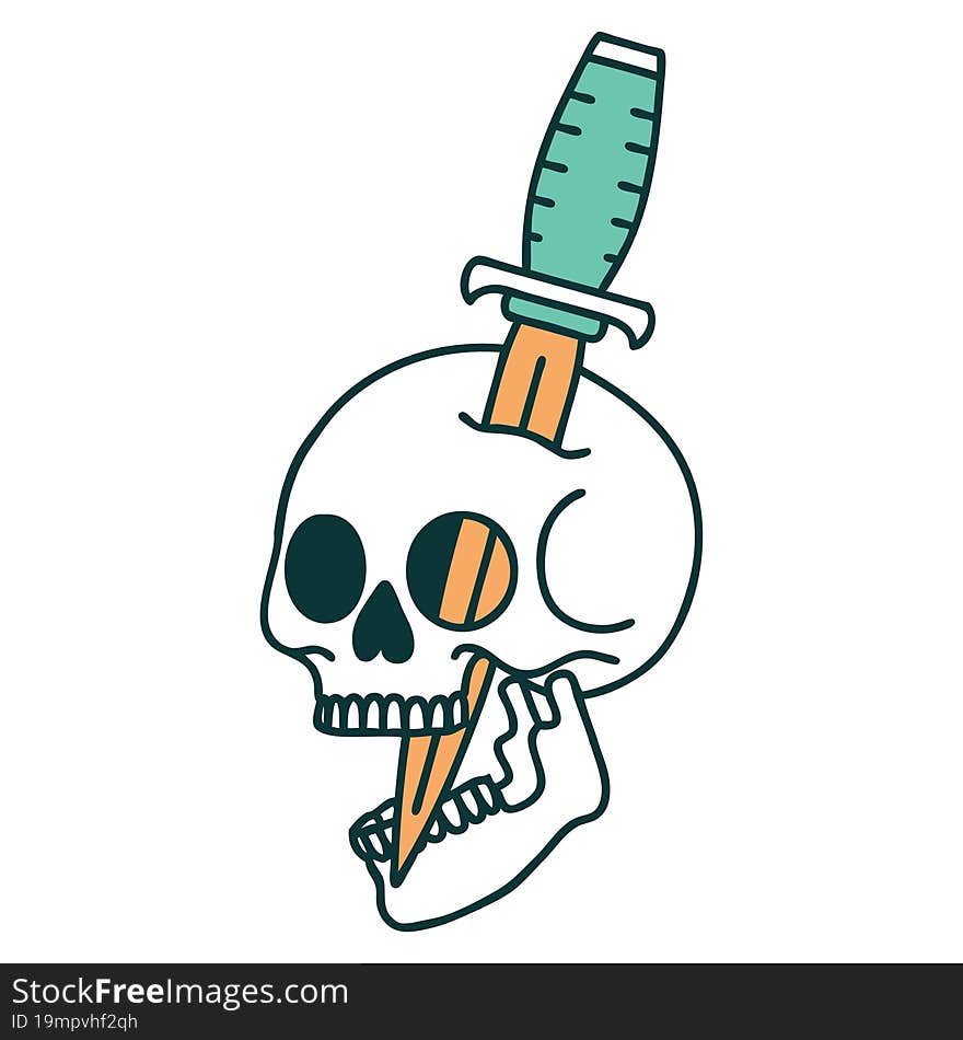 Tattoo Style Icon Of A Skull And Dagger