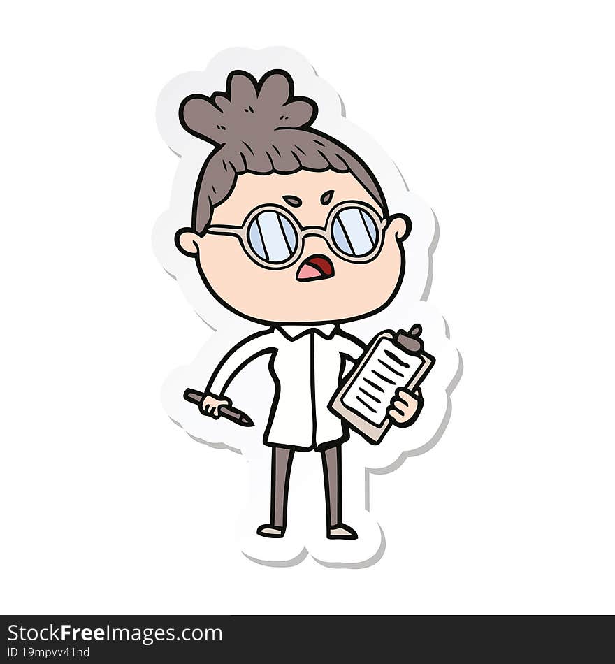 sticker of a cartoon annoyed woman