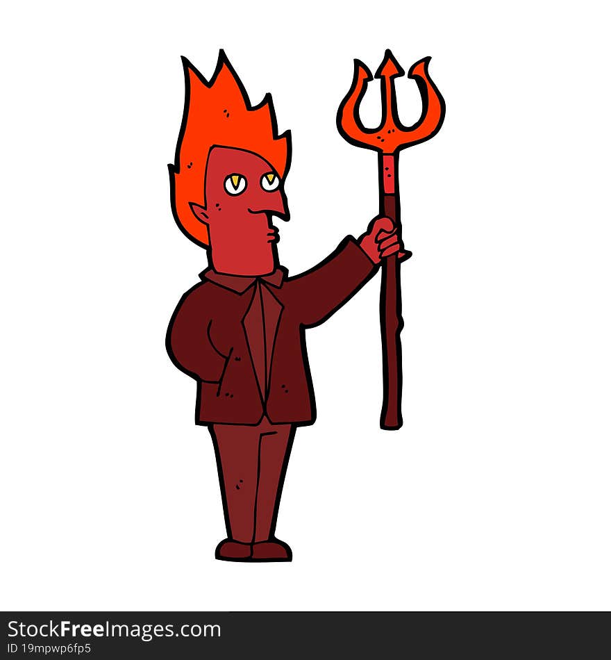 cartoon devil with pitchfork